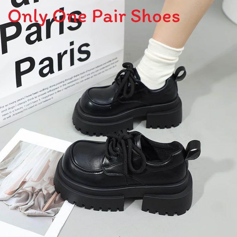 British Style Womens Loafers With Thick Heel Pu Leather Casual Shoes For Daily Wear