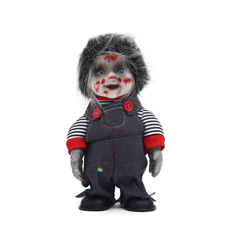 Halloween decoration walking doll, voice-activated luminous bar haunted house scene arrangement ghost doll