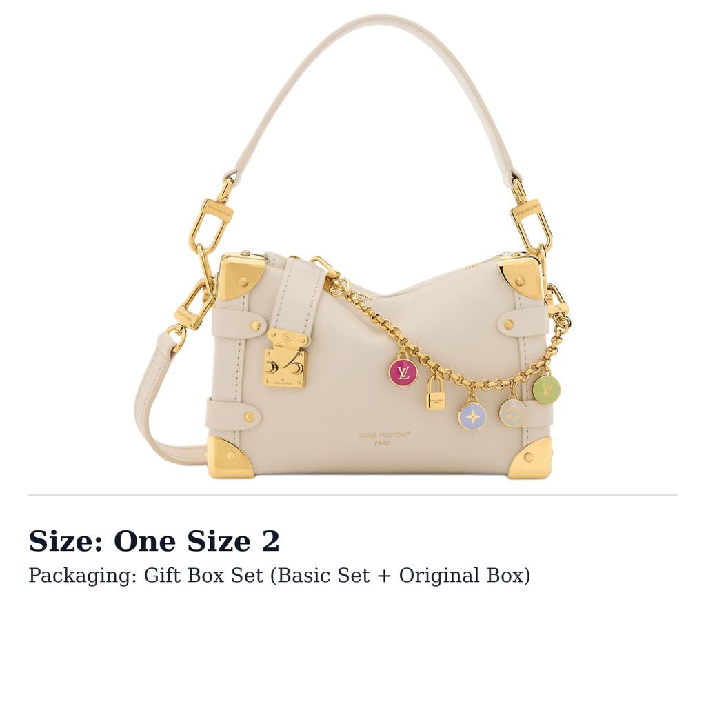 LOUIS VUITTON SIDE TRUNK Cow Leather Portable Crossbody Bag, Shoulder Bag Small Women's Beige M27438