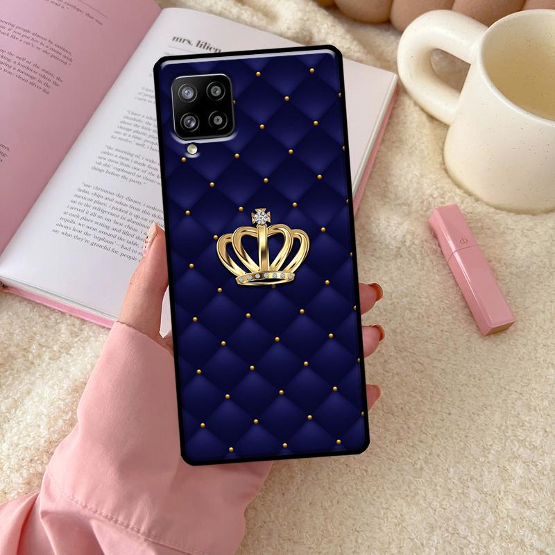 Quilted Texture Sofa Pattern Crown For Samsung Galaxy A06 A16 A26 A36 A56 A52 A53 A33 A13 A34 A54 A14 A15 A35 A55 A22 A32 Case