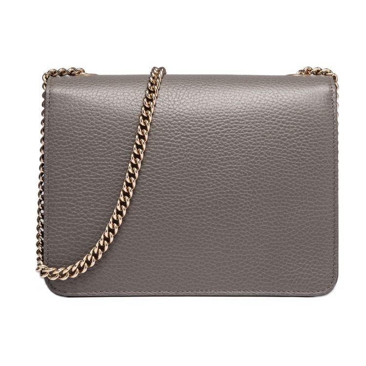 Gucci GG Interlocking Mini Crossbody Bag Grey Leather Gold Hardware Daily Use 510304-CAO0G-1226