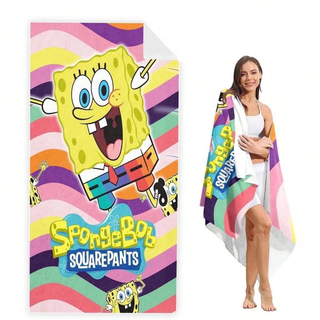 1pc SpongeBob Beach Towel/Bath Towel,Suitable For Swimming, Yoga And Fitness. Highly Absorbent