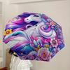 1pc Colorful Unicorn Floral Artwork Umbrella with Plastic Handle,Suitable for All Seasons Home Travel Outdoor UmbrellaDD435