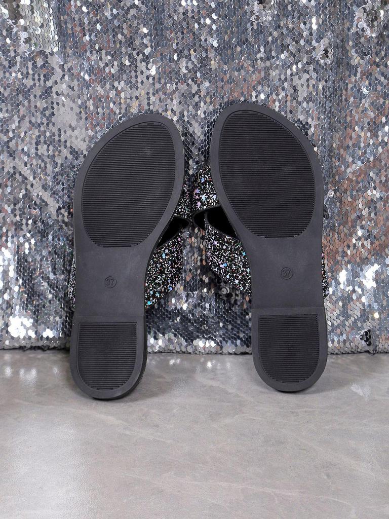 European Cross Strap Sequin Summer 2024 Round Toe Women's Plus Size Thick Sole Slippers.