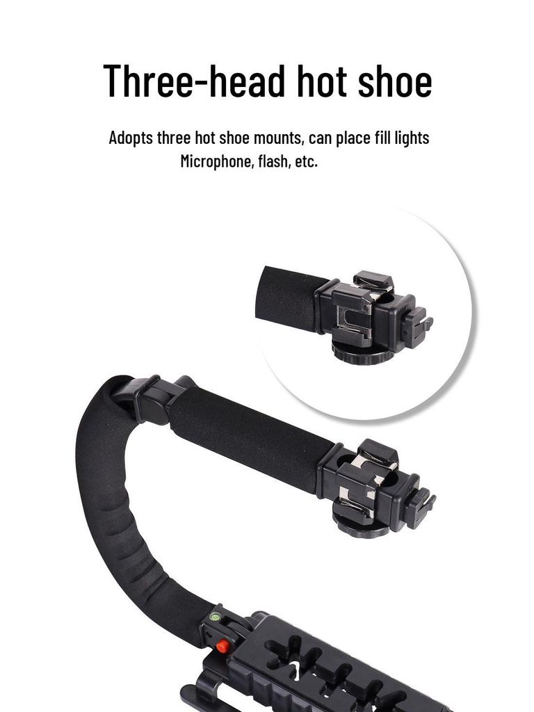 U-shaped DSLR Handheld Stabilizer with DV and C-shaped Bracket for Mobile and Flashlight