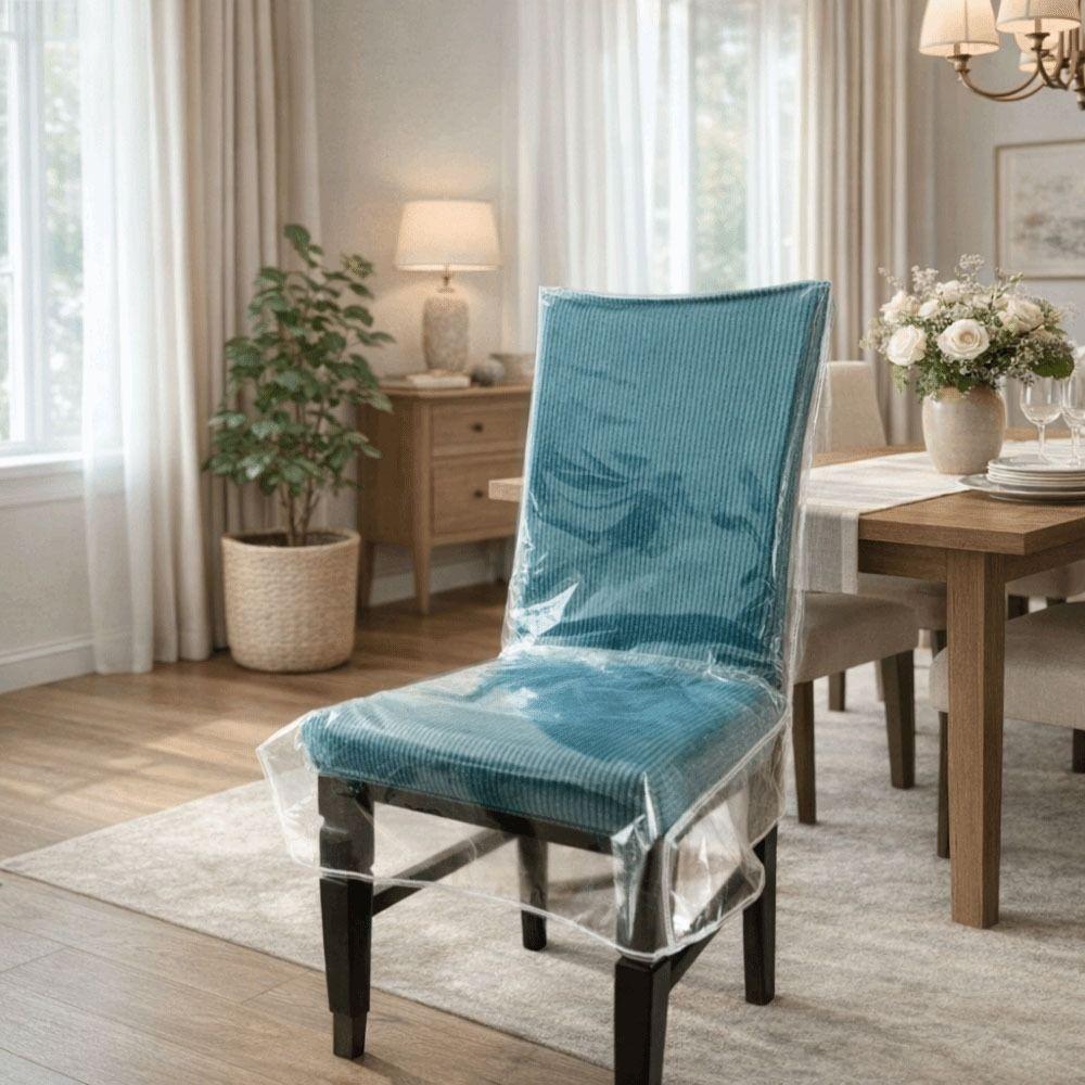Waterproof Chair Cover Clear PVC Chair Protector Slipcover Chair Seat Cover  Standard Chairs