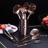Copper Kitchen Utensils Set,13 Pieces Stainless Steel Cooking Utensils Set With Titanium Rose Gold Plating,Kitchen Tools Set With Utensil Holder For