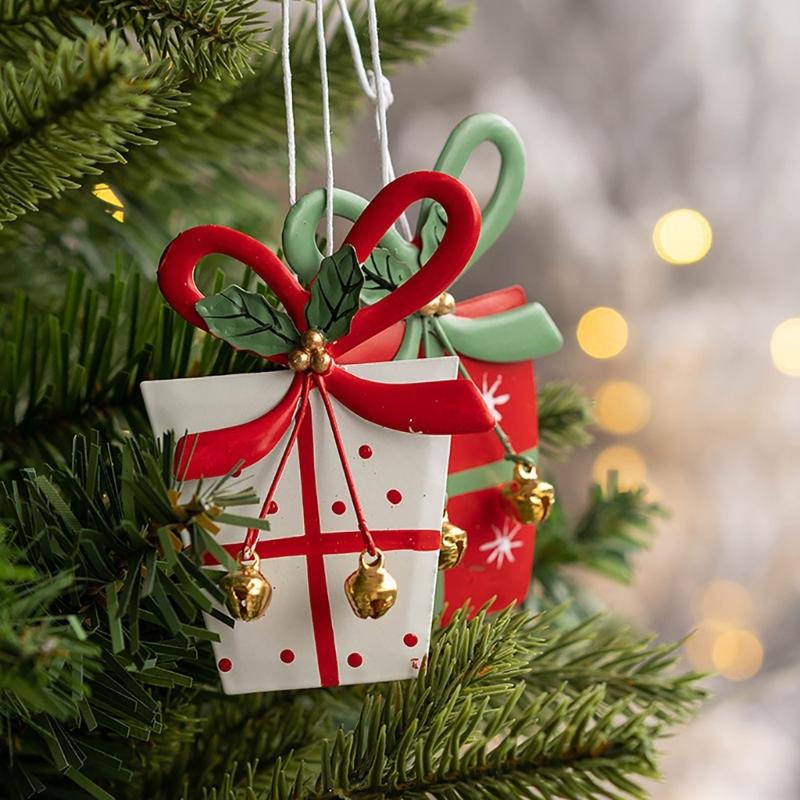New Iron Christmas Tree Hanging Ornament Christmas Tree Star Snowflake Gift Box Xmas Party Home Decor Pendant Christmas