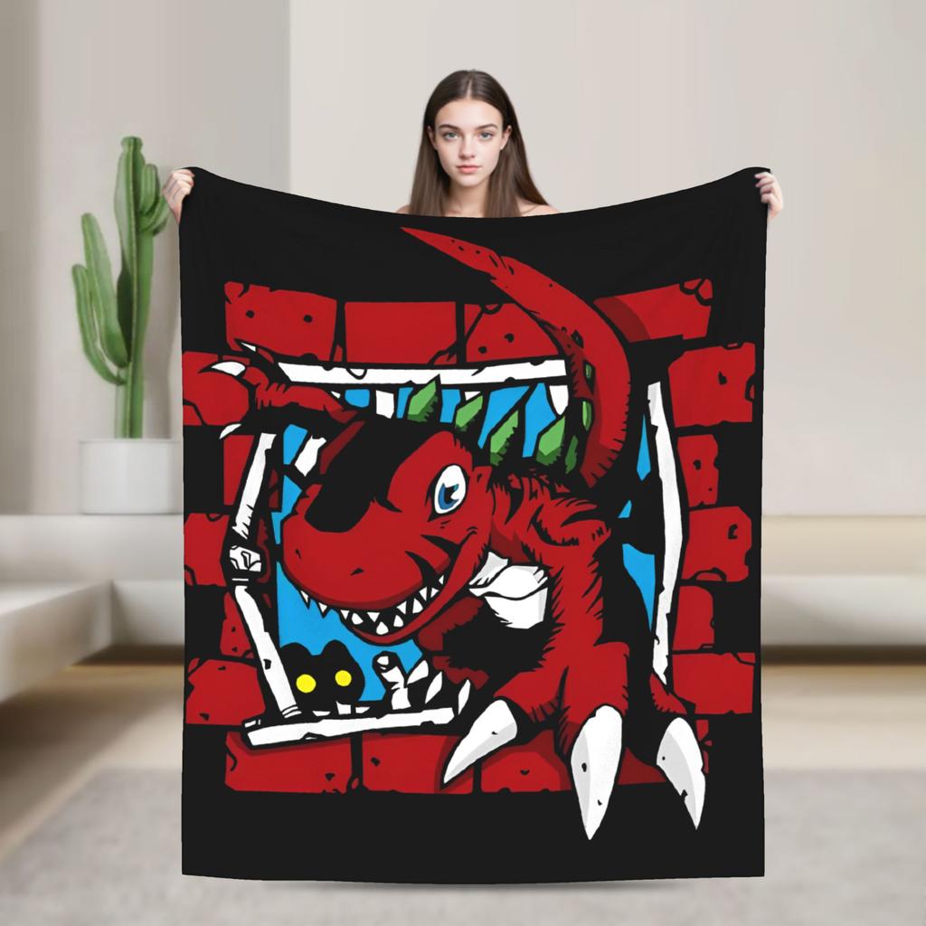 Jyarimon Gigimon Guilmon Growlmon Evolution Knitted Blankets Digimon  Wool Throw Blankets Summer Bedspreads