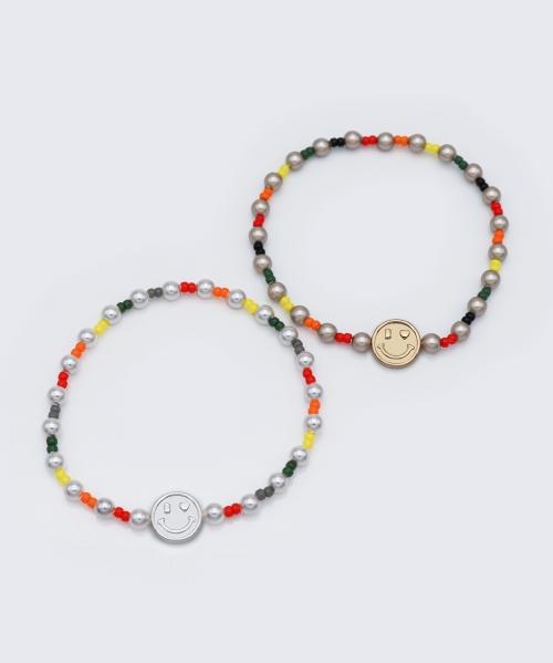 Bonbeau Heart Smile Swarovski Pearl Mix Bracelet Kitsch Smile Charm Swarovski Pearl Bead Mix Bracelet
