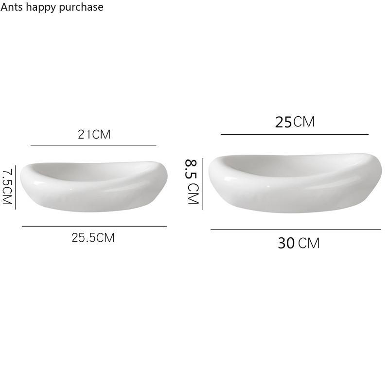 Pure White Ceramic Plate Irregular Dinner Plate Dish Fruit Tray Salad Bowl Dessert Plates Hotel Restaurant Decorative Tableware
