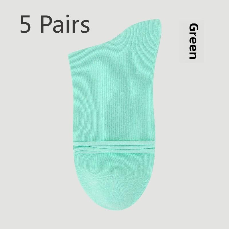 

5 пар носков Носки средней длины Женские носки Женские осенние и зимние хлопковые носки Цветные носки для беременных 5 Pairs зелёный