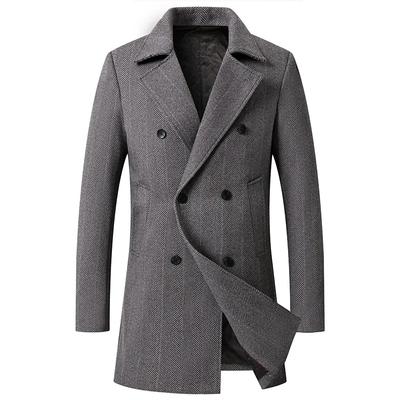 Winter New Men's Double-breasted Business Casual Woolen Coat Cashmere Warm Windbreaker Long Jacket Men's Coat