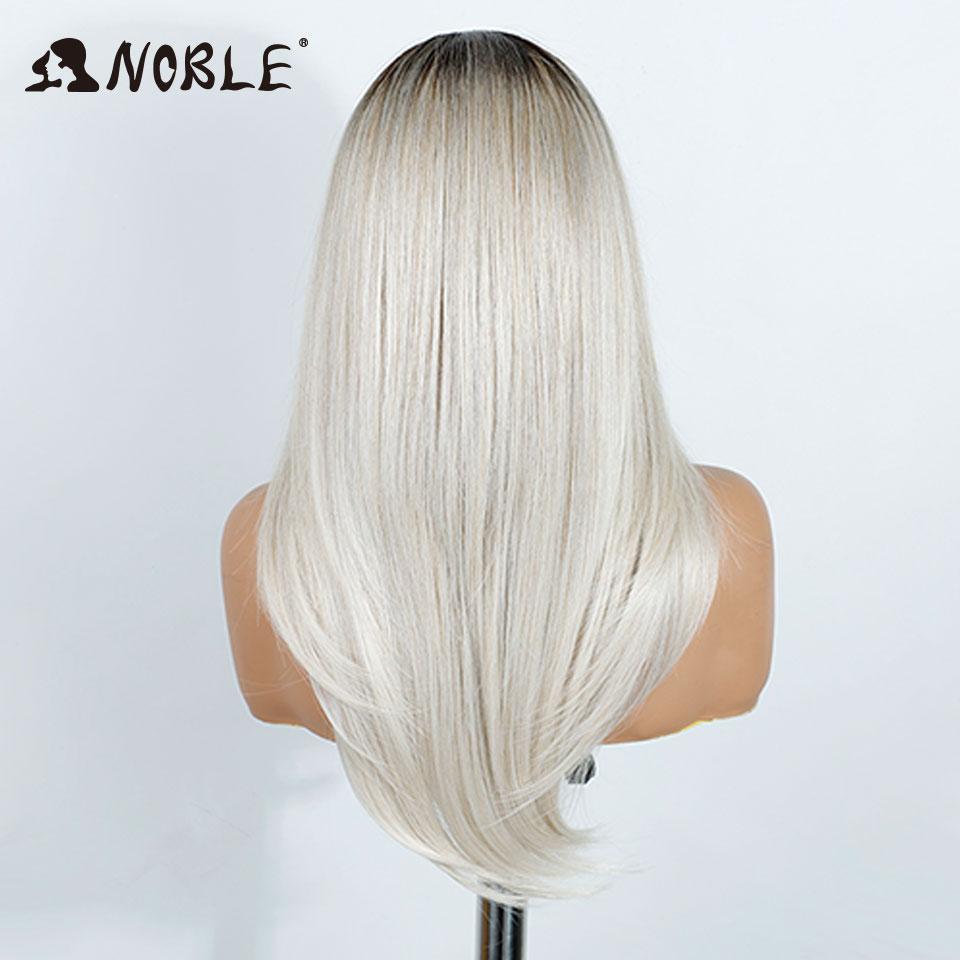 Noble Synthetic Lace Front Wigs For Women Straight Pre Plucked Layered Wig 13x3 Frontal Wigs Ombre Blonde White Cosplay Lace Wig