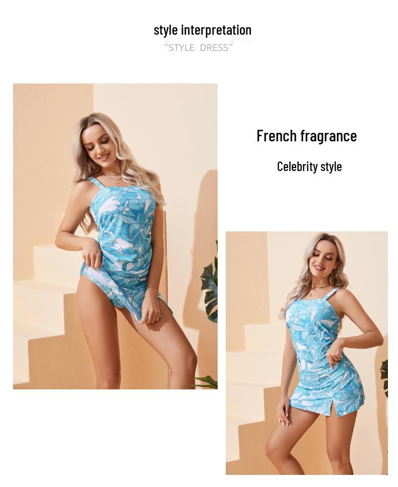 Bañador de una pieza con falda de moda europea y americana estampado