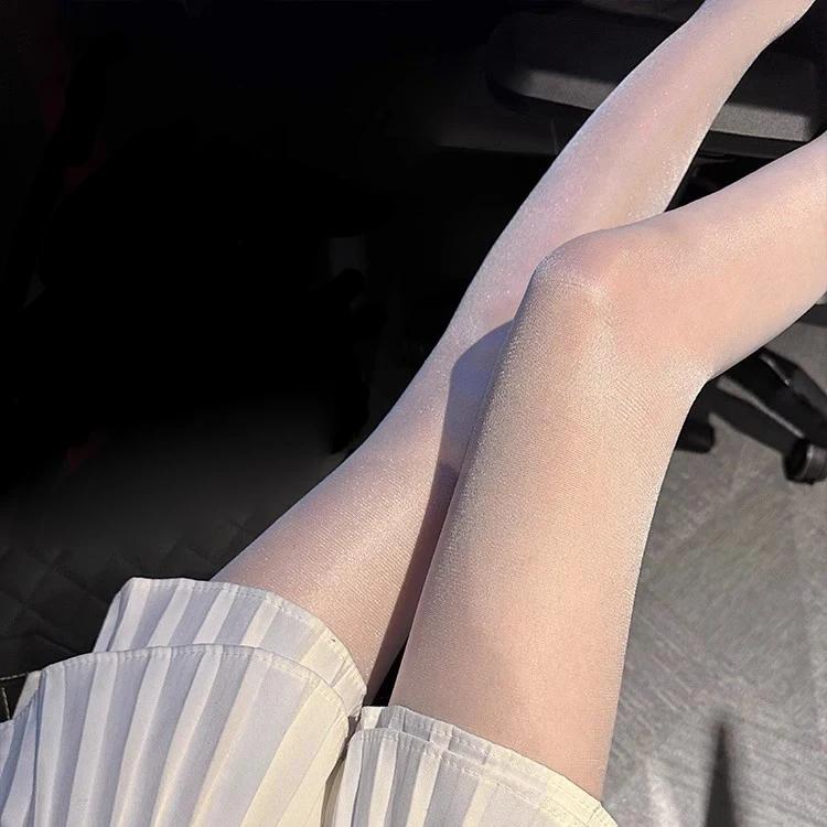 Sexy Black White Lolita Sweet Pearlescent Shiny Bling Bling Stockings Bottomed Pantyhose Japanese Stocking Hot Classic Tights