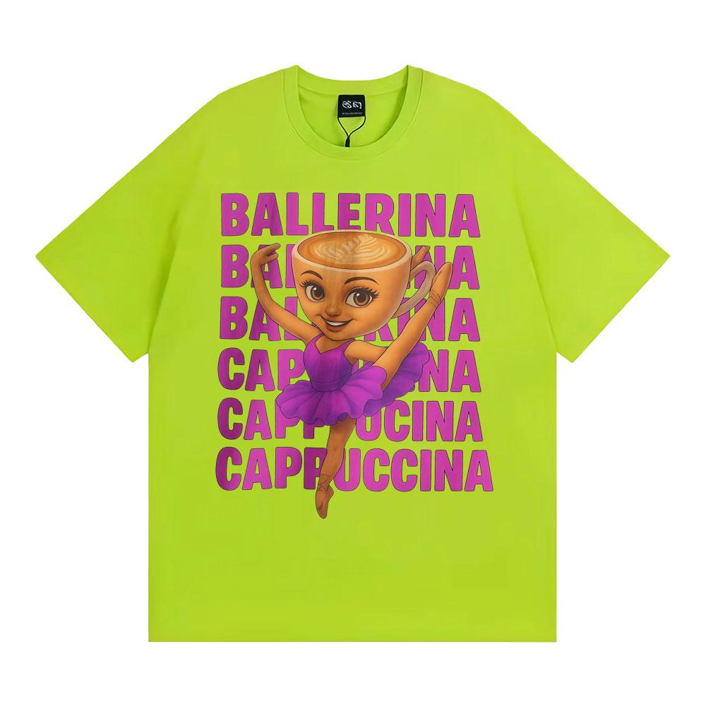 

Смешная Милая Кофе Балерина Капучино Футболка Мода Каваи Винтажные Мультяшные Футболки Мужские Женские Оверсайз Повседневная Хлопковая Футболка 4XL