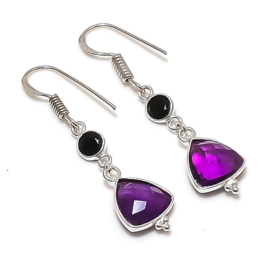 

Natural Amethyst Gemstone Handmade 925 Sterling Silver Earring 1.69 AE-11687
