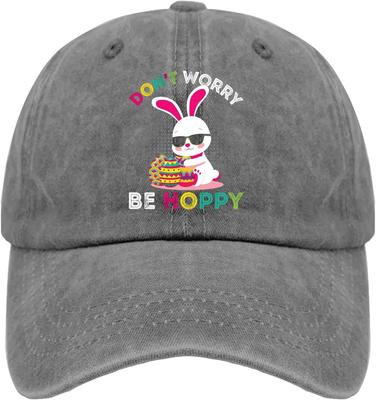 Dont Worry Be Hoppy Easter Bunny Baseball Cap Vintage Polyester Casual Dad Hat Unisex