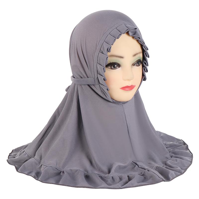 

1 шт. Мусульманские детские цельные шапочки-тюрбаны из ледяного шелка для девочек и детей, хиджаб, исламский головной платок