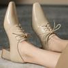 Spring 2025 new casual lace-up single shoes women's thick heel high heel square head deep mouth fashionable versatile small leather shoes