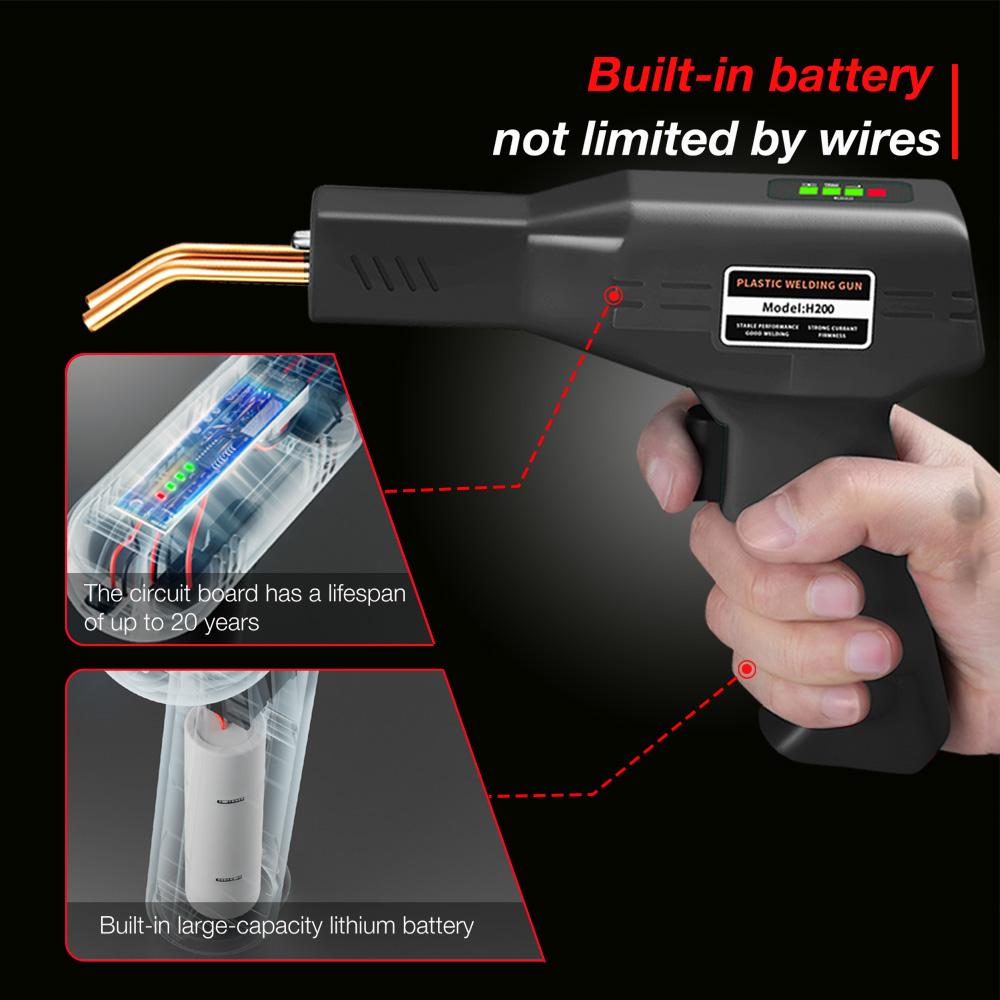 200W Cordless Plastic Welder Kit Portable Wireless 5000mAh Battery Rechargeable Hot Stapler Welding Gun for Most Plastic Repair