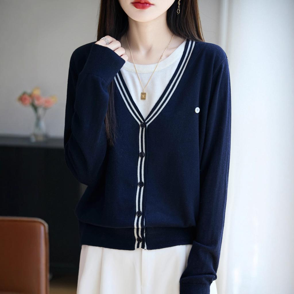 DAFIFY Dámská móda Ležérní Podzim Zima Svetry s proužkovaným potiskem s dlouhým rukávem a výstřihem do O