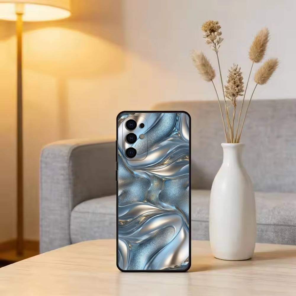 Metallic Pattern Phone Case For Samsung S25,S24,S21,S22,S23,S30,Ultra,S20,Plus,Fe,Soft Silicone Black Cover