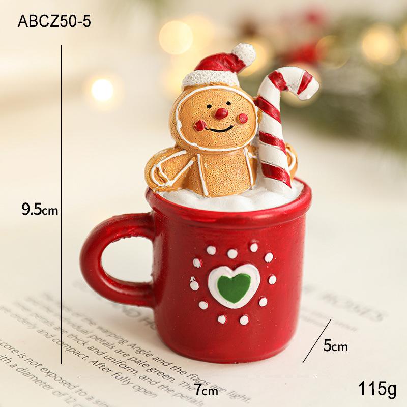 Christmas Resin Mug Santa Snow Artificial Crafts Desktop Decoration Home Resin Breakfast Milk Mug Creative Gift Home Decoration