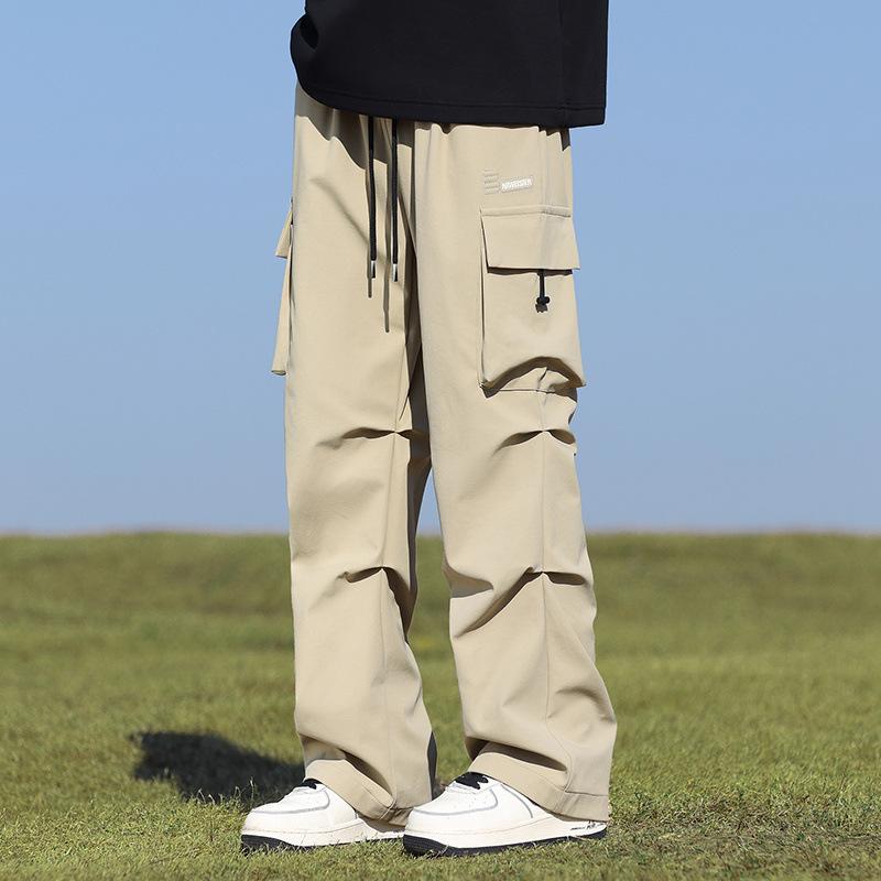 Spring and Autumn Men's Fashion Solid Color Casual Cargo Pants