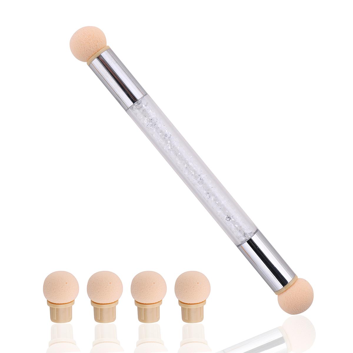 

1 шт. Двостороння ручка з градієнтним затіненням Пензель для малювання з губкою Головка зі стразами Ручка зі стразами Пензель для малювання нігтів Інструмент для малювання нігтів