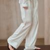 Women Linen Blend Wide Leg Pants, Lace Hollow Out, Loose Fit, Adjustable Drawstring Waist, Summer Casual Trousers
