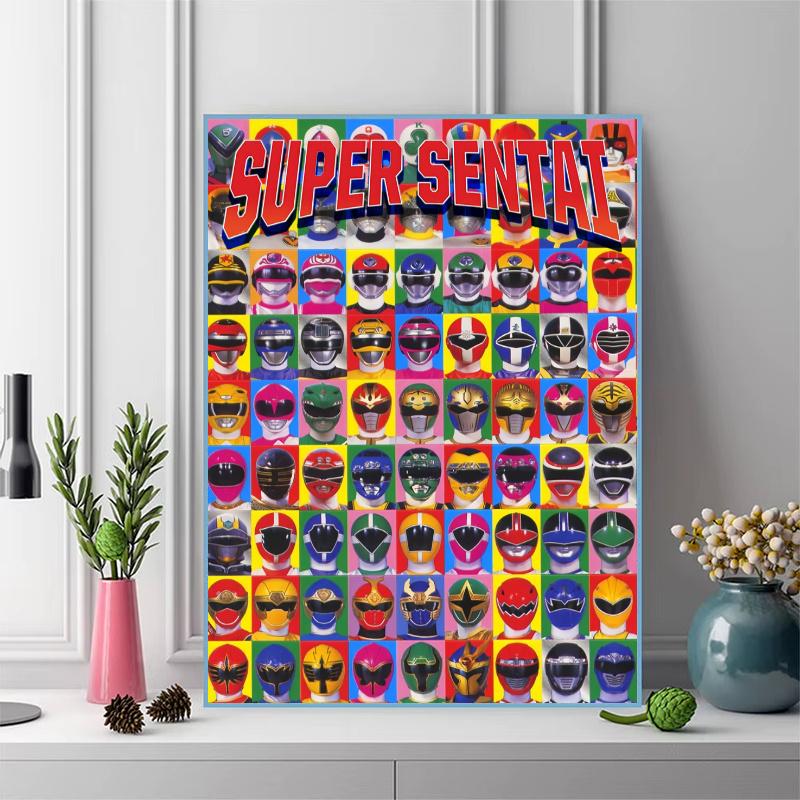 Super Sentai Character Collection Pattern 3pcs 100% Round Full Drill 5D DIY Diamond Painting Embroidery Cross Stitch Rhinestone Décor