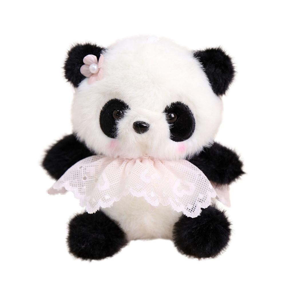 Cute Panda Fairy Plush Doll Keyring With Dresses And Floral Decor For Bag Decor