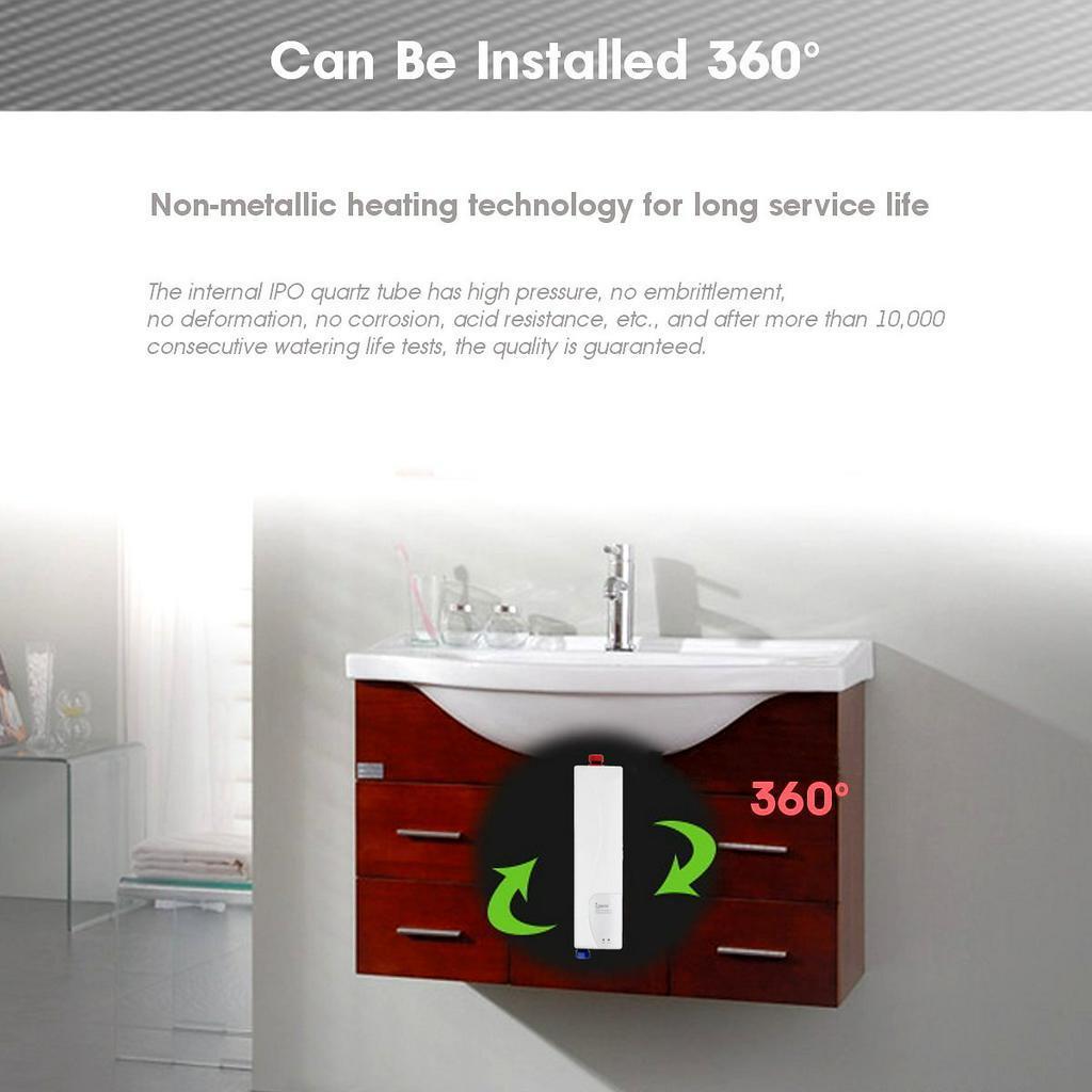 3000W Portable Mini Instant Electric Mini Tankless Water Heater 220V Hot Instantaneous Water Heater System for Kitchen Bathroom