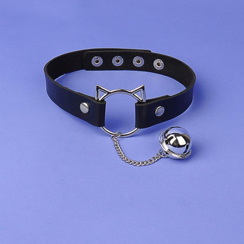 Sexy Gothic Punk Harajuku Halloween Chain Choker Collar Necklace for Women Adjustable Leather for Cat for Head Chocker N