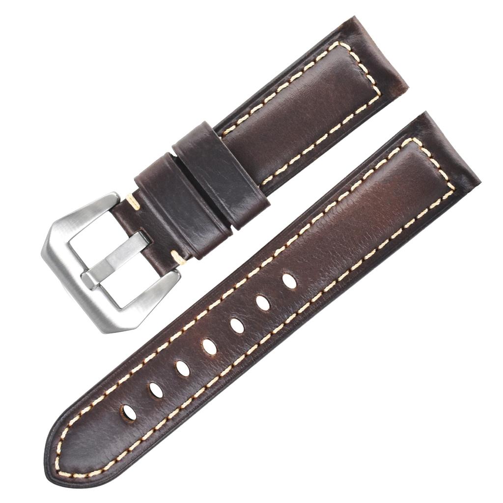First Layer Genuine Cowhide Oil Wax Leather Business Watch Strap 18mm to 26mm Replacement for Cartier Watch Durable Wristband Accessory
