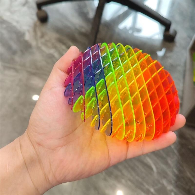 Rainbow Decompression Elastic Mesh Deformation Worm Fingertip Sensory Puzzle Toys Healing Decompression  Stretchable Small Toys