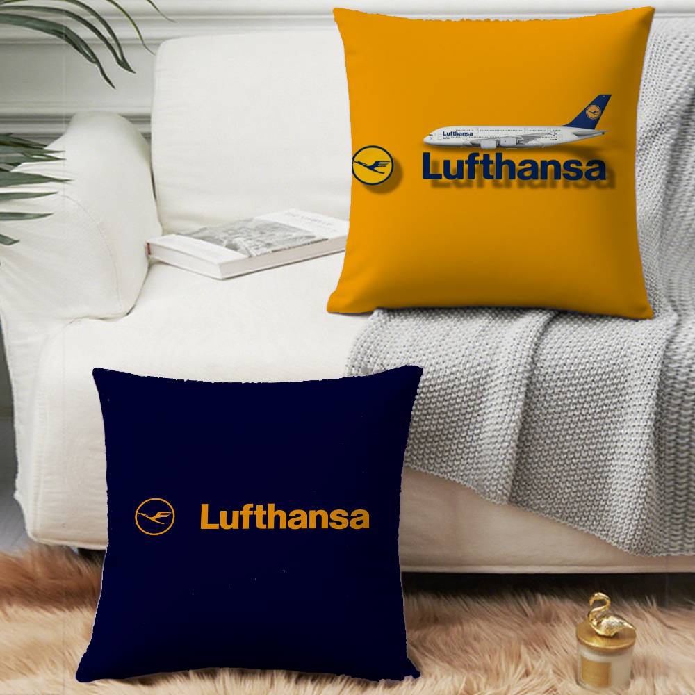 L-Lufthansa German Airlines Poszewka na poduszkę Krótki plusz Dwustronny nadruk Kwadratowe poszewki na poduszki dekoracyjne na sofę do domu