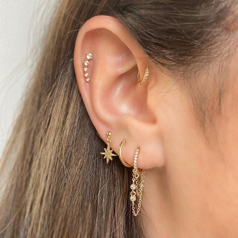 

INS Romantic Star & Moon Zircon Butterfly Ear Cuffs & Earrings Set
