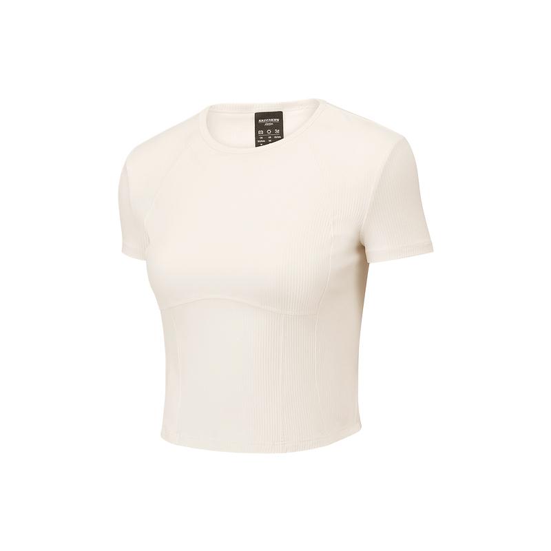 Skechers Freedom Series Soft Skin-Friendly Simple Versatile Short Sleeve T-Shirt Women tops Gardenia P225W050-01B4 M