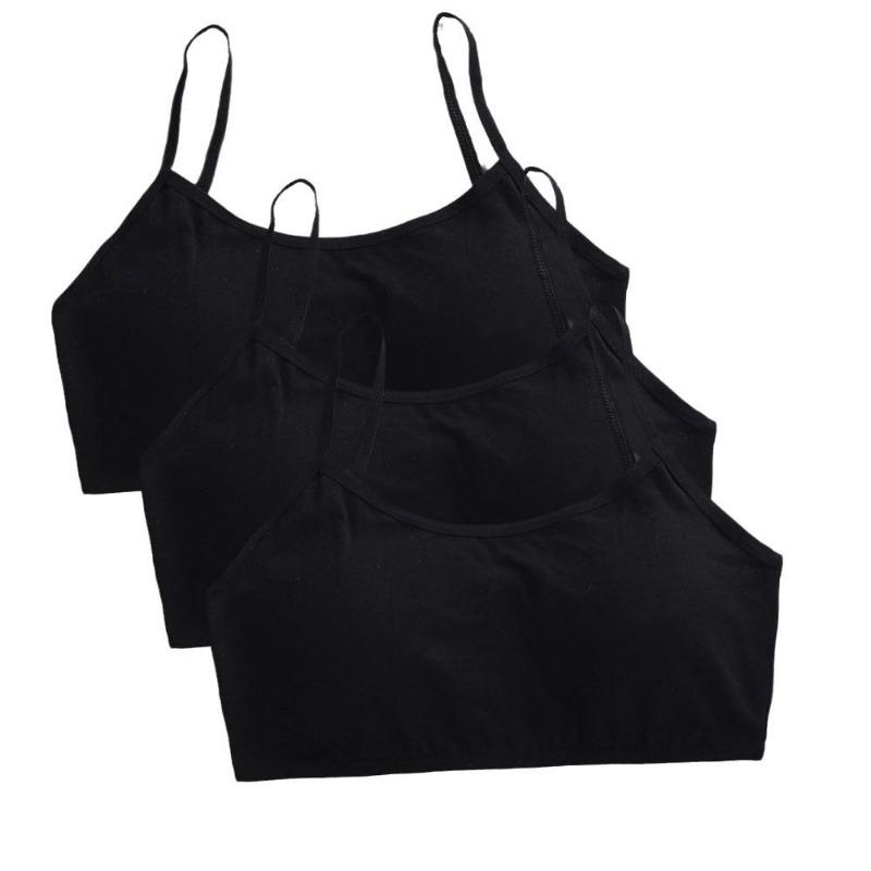 3pcs 8-16 Girls' Underwear Teenage Girls Small Bras Young Children Underwears Student Girls Wireless Solid Underclothes Kids Sports Training Bra Vest