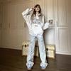 Women's Light Blue Low-Waist Wide-Leg Workwear Jeans with Big Pockets