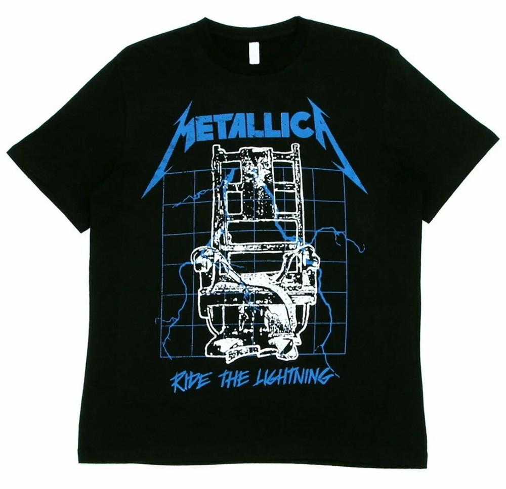 Metallica Ride the Lightning Репринт Рок-музыка Черный Унисекс S-4XL Унисекс Футболка XXXL