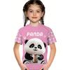 Kids T Shirts 2025 Summer New Girl's Stylish Cute Animal Play, Printed Pattern Round Neck Short Sleeve Tops