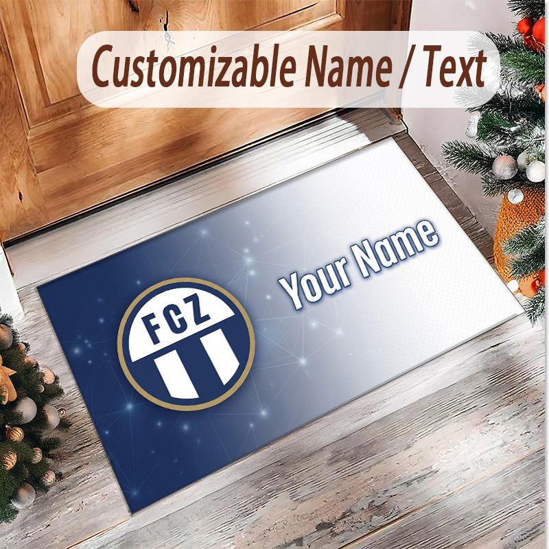 Personalized Crystal Velvet Carpet FC Zürich Pattern Non Slip Floor Rug
