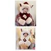 Plush Cute Fox Ear Hat Scarf One-piece Women's Autumn and Winter Hooded Scarf for Cycling and Keeping Warm