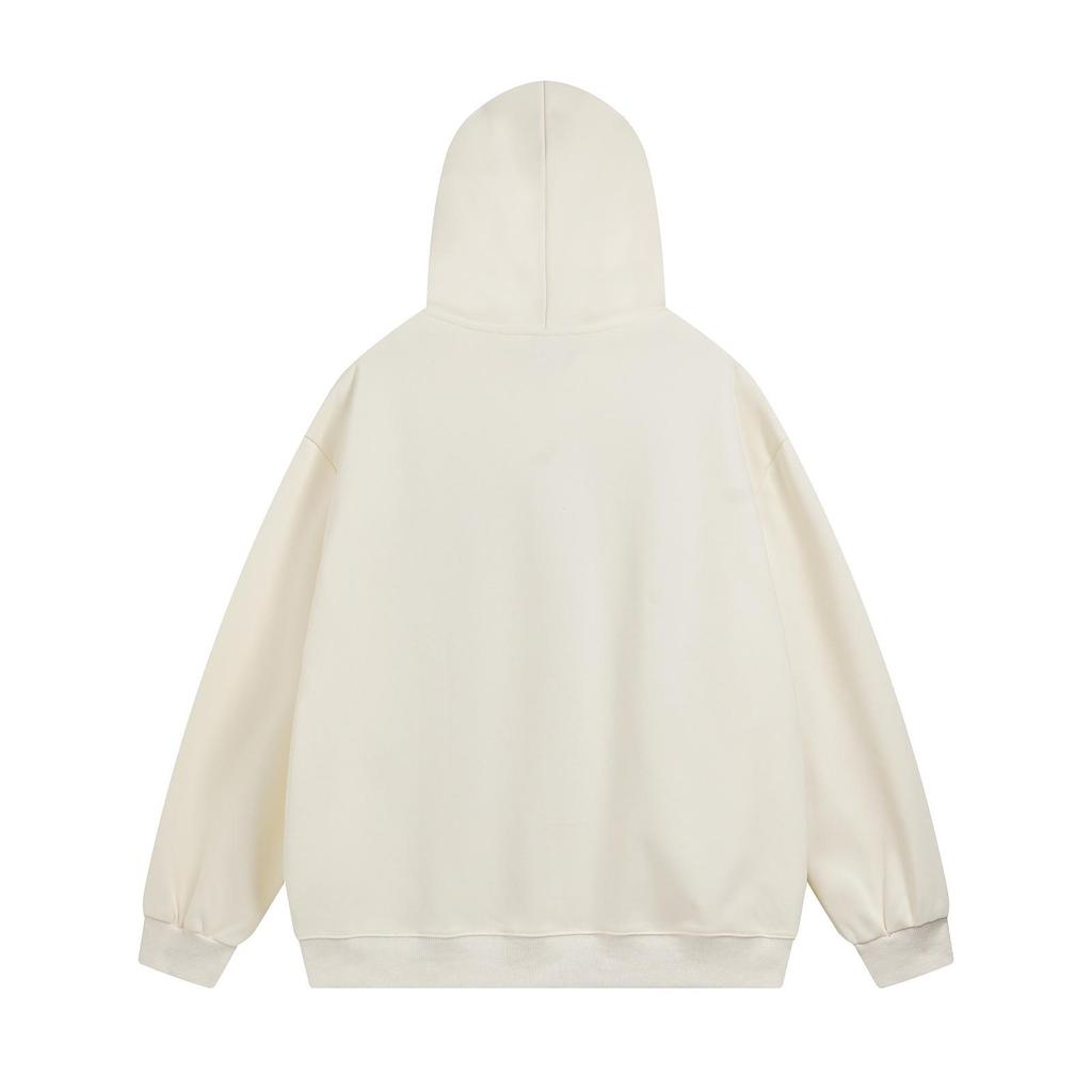 Unisex Retro Fleece-Lined Oversized Hoodie: Casual & Versatile for Autumn/Winter