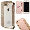 Luxury Glitter Leather Flip Wallet Case For iPhone 16 Pro Max 15 Plus 14 13 12 11 XS XR X SE 2025 Clear Bling Back TPU Cover