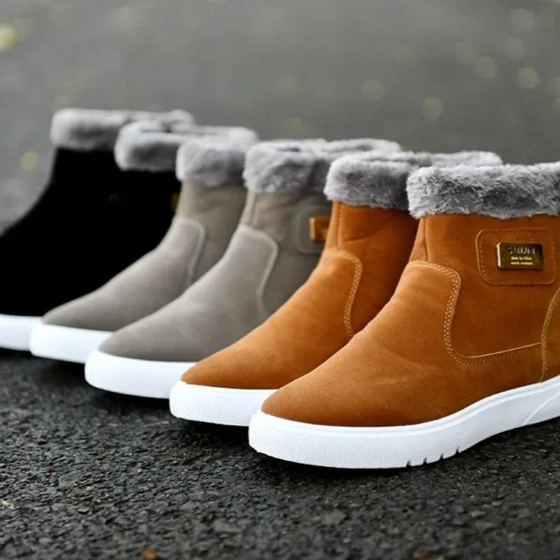 Men's Snow Boots Plush Warm Mens Ankle Boots High-top Casual Faux Suede Comfortable Men Short Plush Cotton Shoes Zapatos Hombres